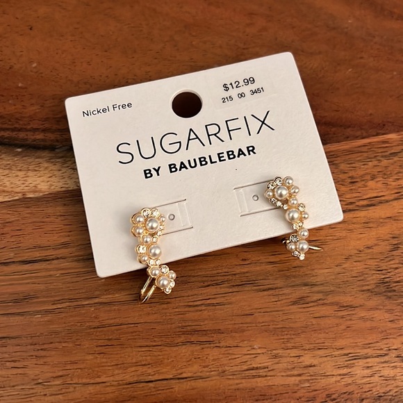 Sugarfix by BaubleBar Crystal and Pearl Ear Crawlers - Gold - Picture 5 of 7